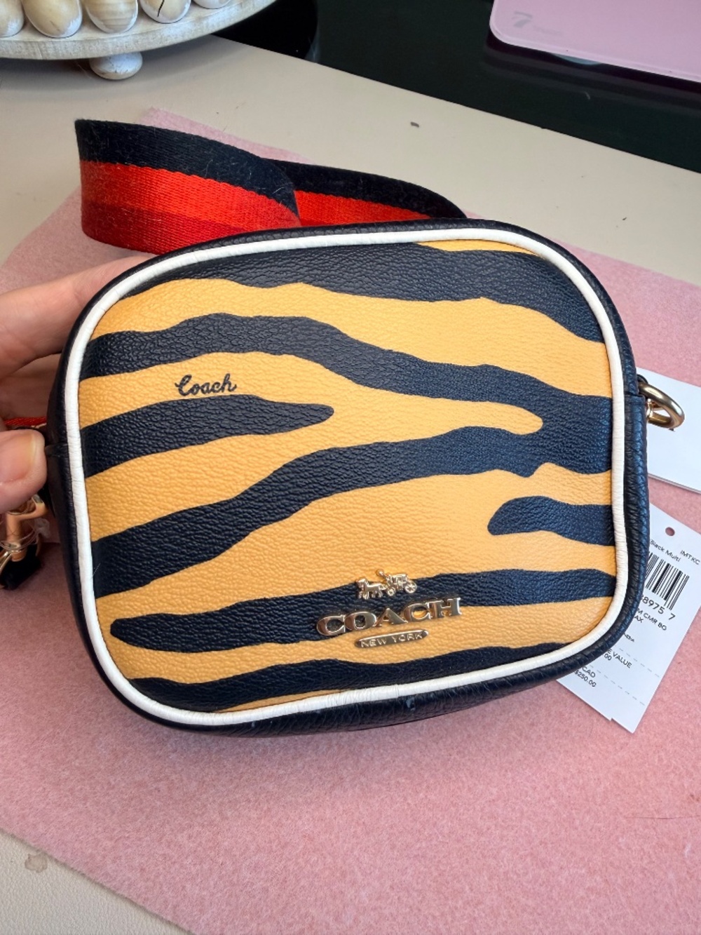 Coach Mini Dempsey Camera Bag Tiger Print NWT